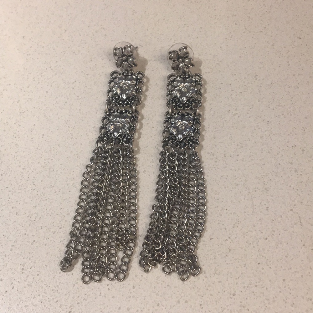 Free People Silver Fringe Earrings